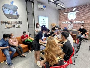 thi công thực tế shop điện thoại Phương Apple Đồng Nai