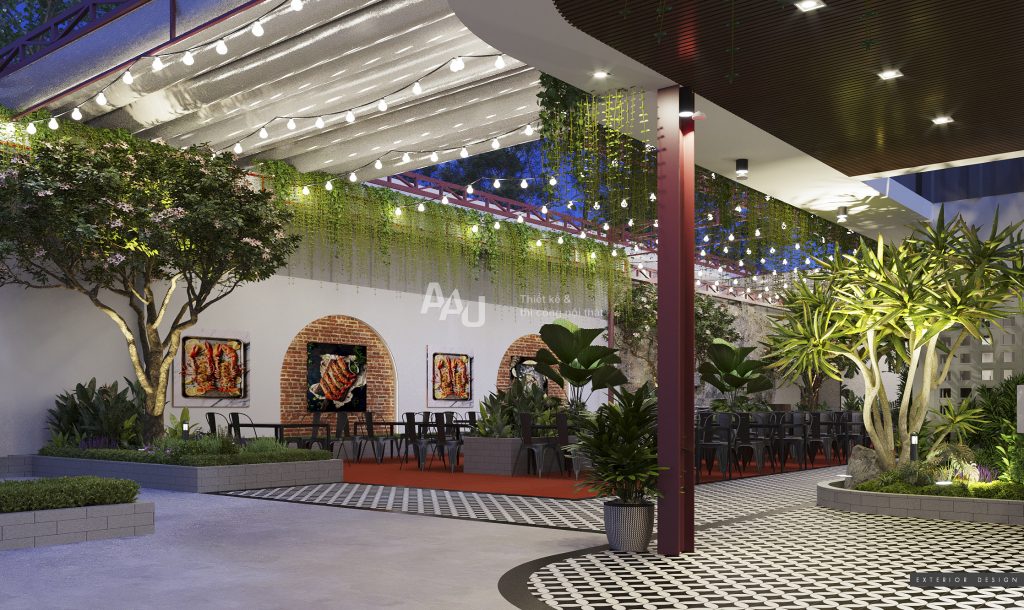 thiết kế nhà hàng sân vườn