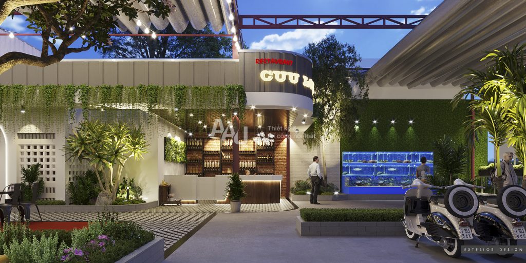 thiết kế nhà hàng sân vườn