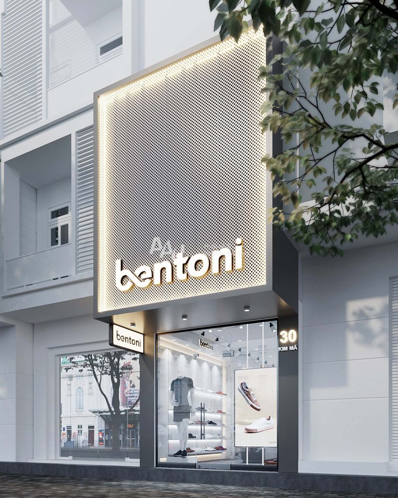 Thiết kế shop giày dép nhỏ Bentoni