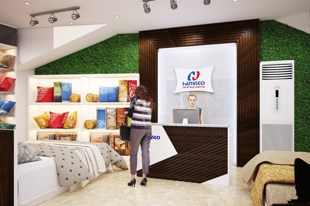 Thiết kế showroom cửa hàng chăn ga gối Hanvico