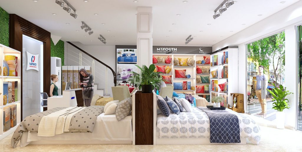 Thiết kế showroom cửa hàng chăn ga gối Hanvico