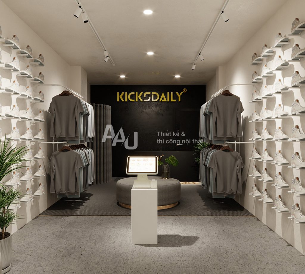 Mẫu thiết kế cửa hàng quần áo - KicksDaily Q10