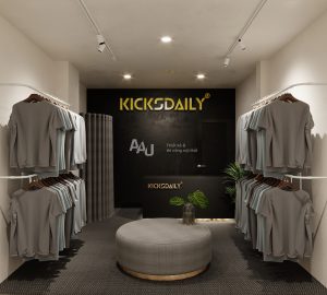 Mẫu thiết kế cửa hàng quần áo - KicksDaily Q10