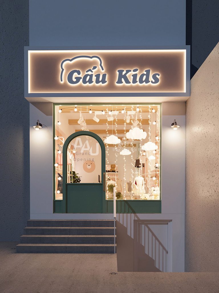 Thiết kế cửa hàng quần áo trẻ em Gấu Kid