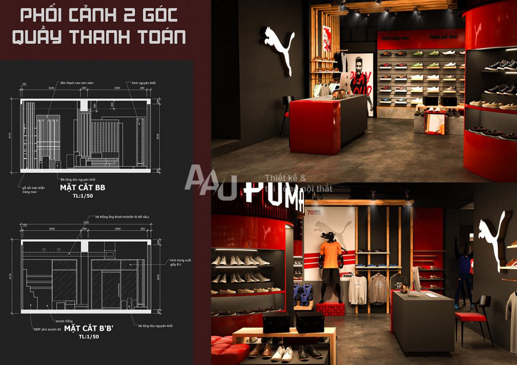 Thiết kế shop giày thể thao PUMA shop