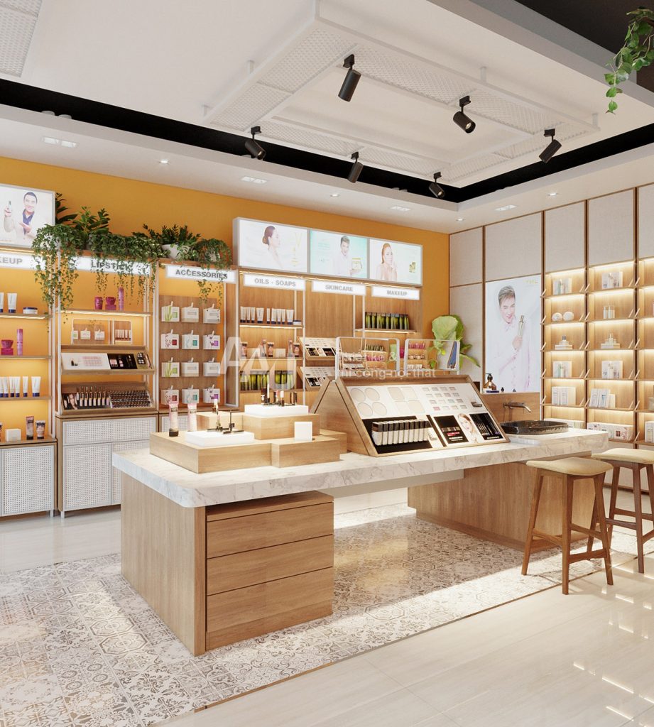 Thiết kế shop mỹ phẩm hiện đại