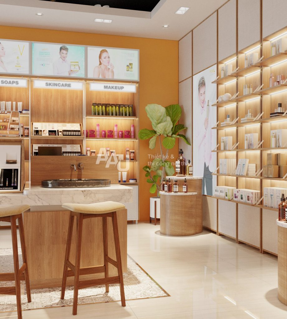 Thiết kế shop mỹ phẩm hiện đại