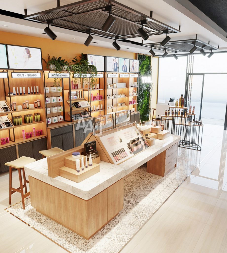 Thiết kế shop mỹ phẩm hiện đại