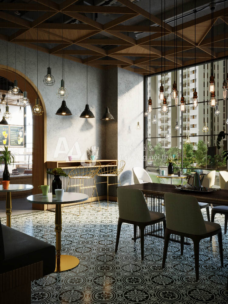 Thiết kế quán cafe hiện đại Fresh Garden