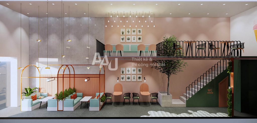 Thiết kế quán kem trà sữa Vivaldi Q2