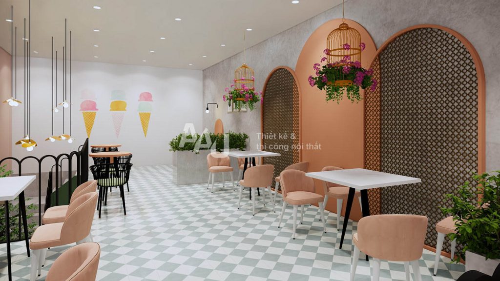 Thiết kế quán kem trà sữa Vivaldi Q2