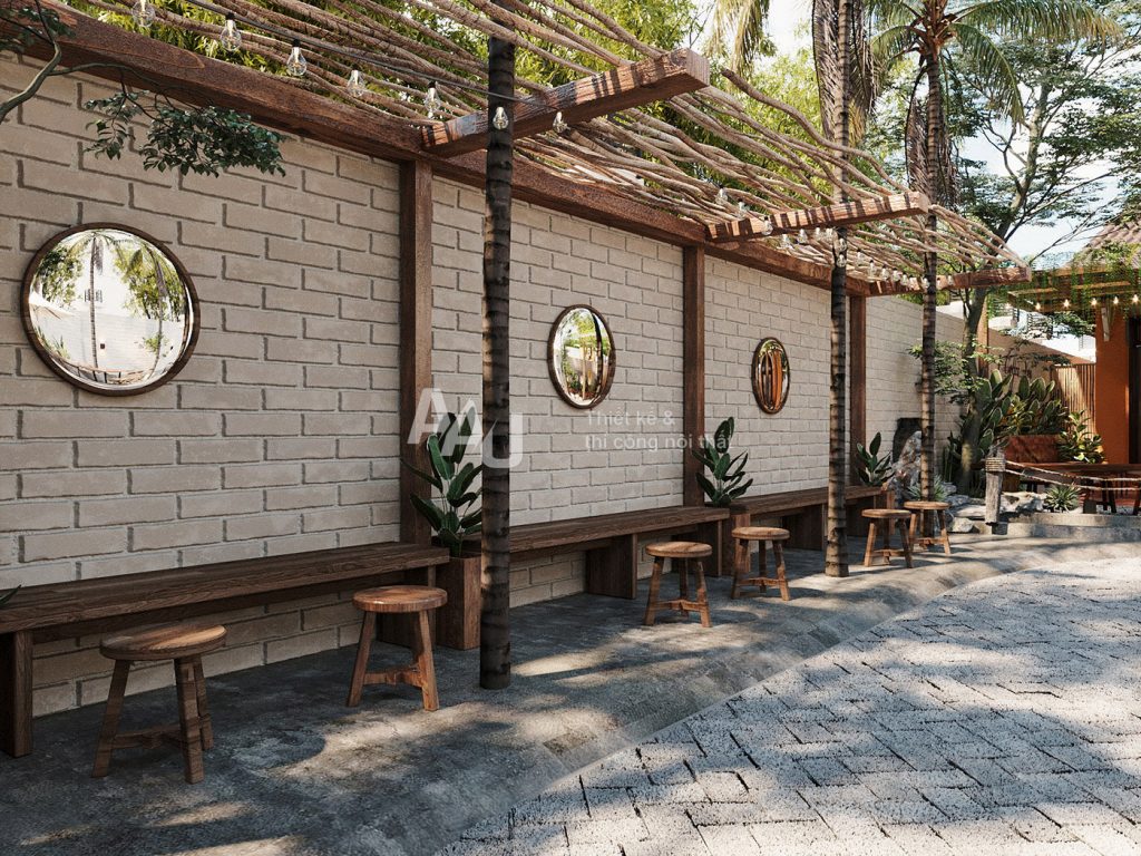 thiết kế quán cafe sân vườn