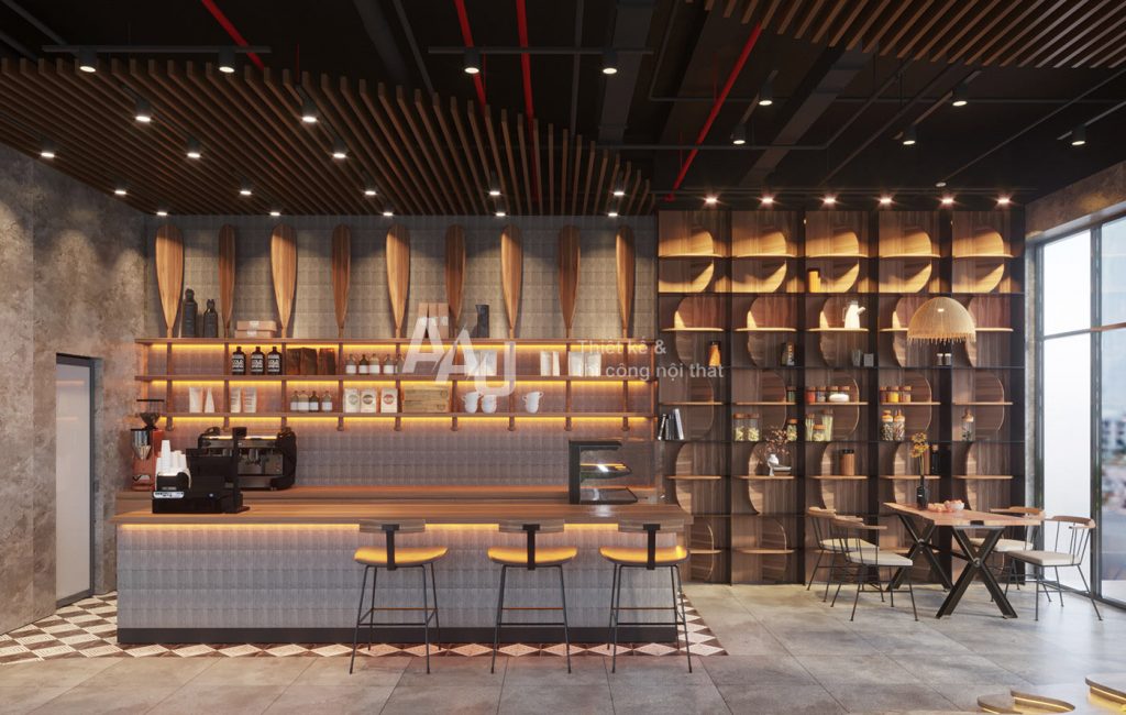 thiết kế quán cafe không gian mở
