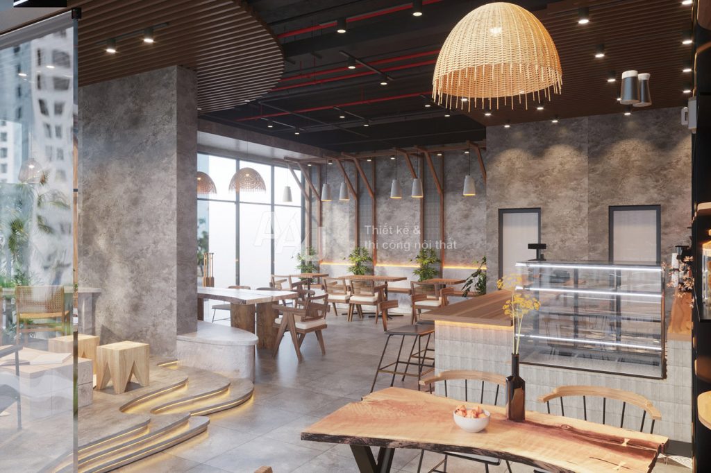 thiết kế quán cafe không gian mở