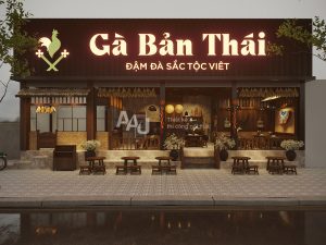 Mẫu thiết kế quán ăn đẹp và độc đáo - Gà Bản Thái
