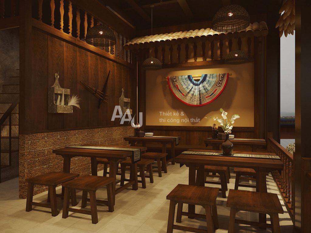 Mẫu thiết kế quán ăn đẹp và độc đáo - Gà Bản Thái