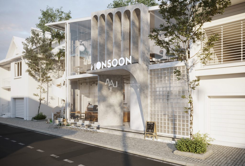 thiết kế quán cafe 2 tầng đẹp