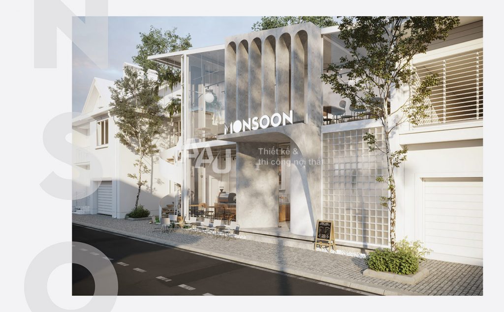 thiết kế quán cafe 2 tầng đẹp