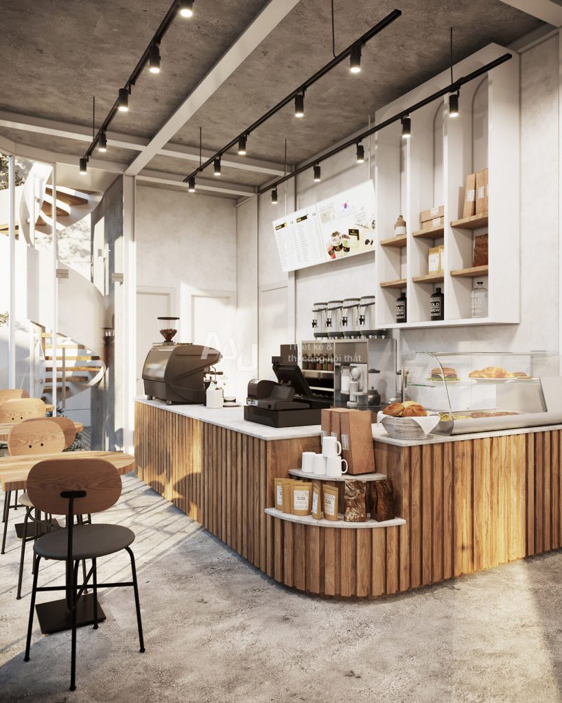 thiết kế quán cafe 2 tầng đẹp