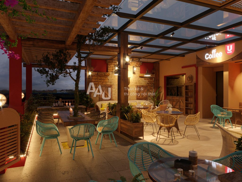 thiết kế quán cafe ngoài trời