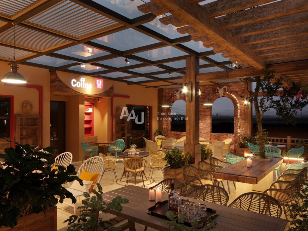 thiết kế quán cafe ngoài trời