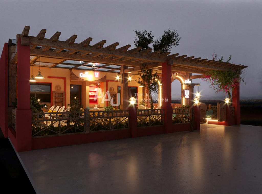 thiết kế quán cafe ngoài trời