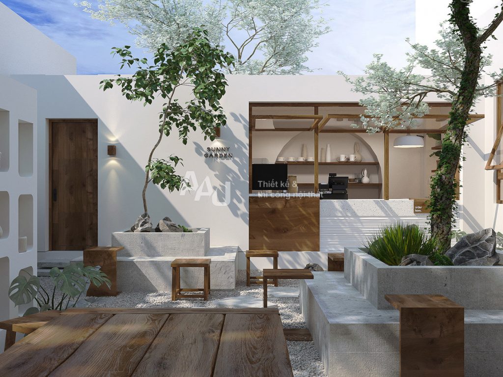 thiết kế quán cafe không gian mở