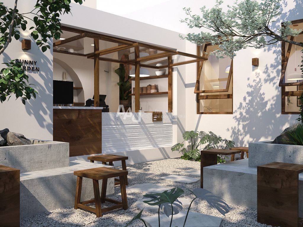 thiết kế quán cafe không gian mở