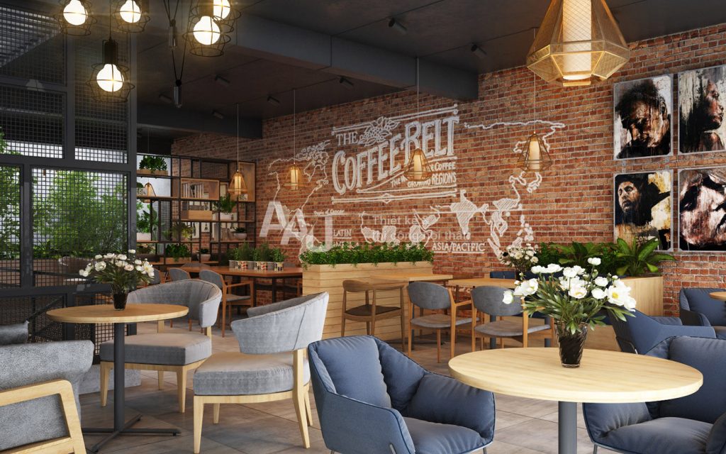 Thiết kế quán cafe không gian mở Vinland Coffee