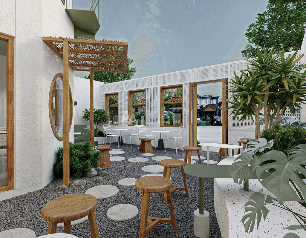 thiết kế quán cafe ngoài trời