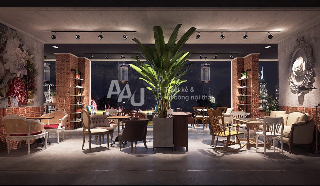 thiết kế quán cafe phong cách Châu Âu