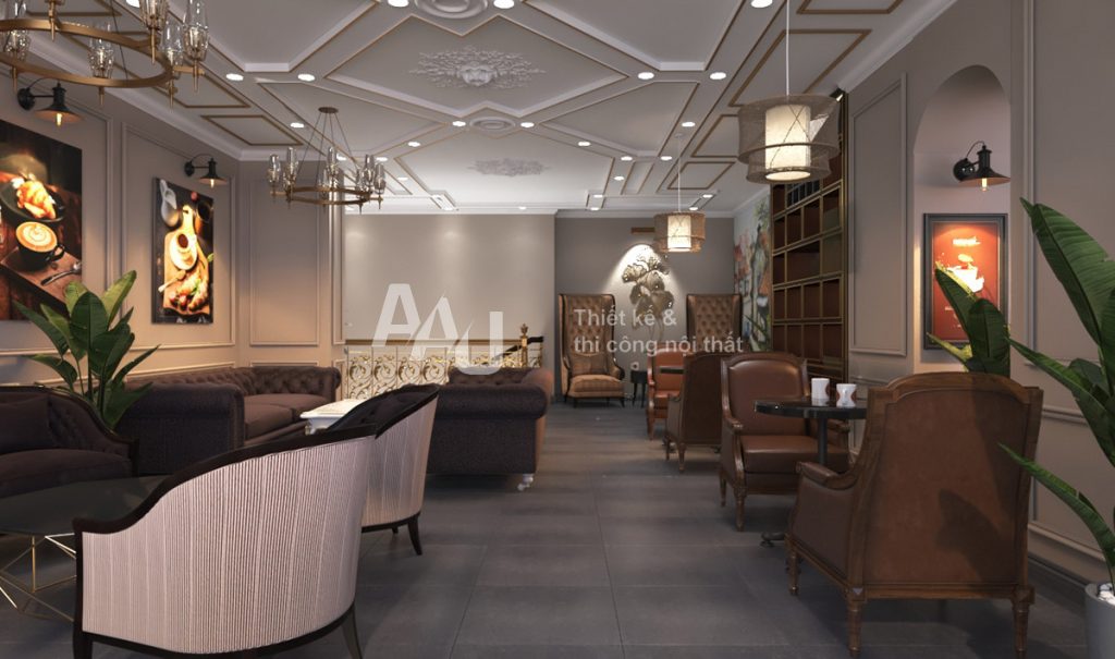 thiết kế quán cafe sang trọng