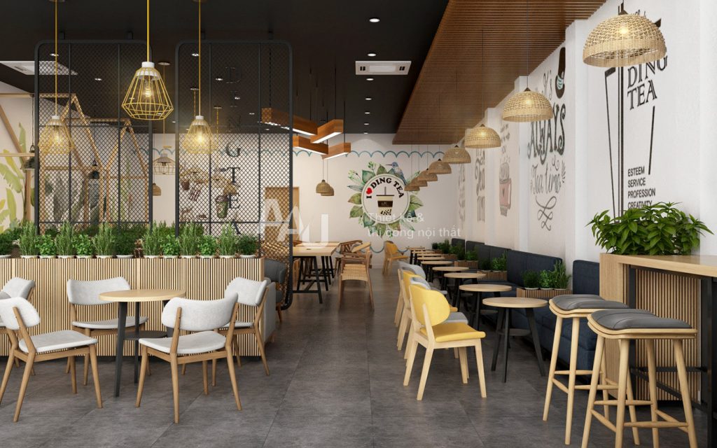 Thiết kế quán trà sữa hiện đại - Dingtea Bắc Giang