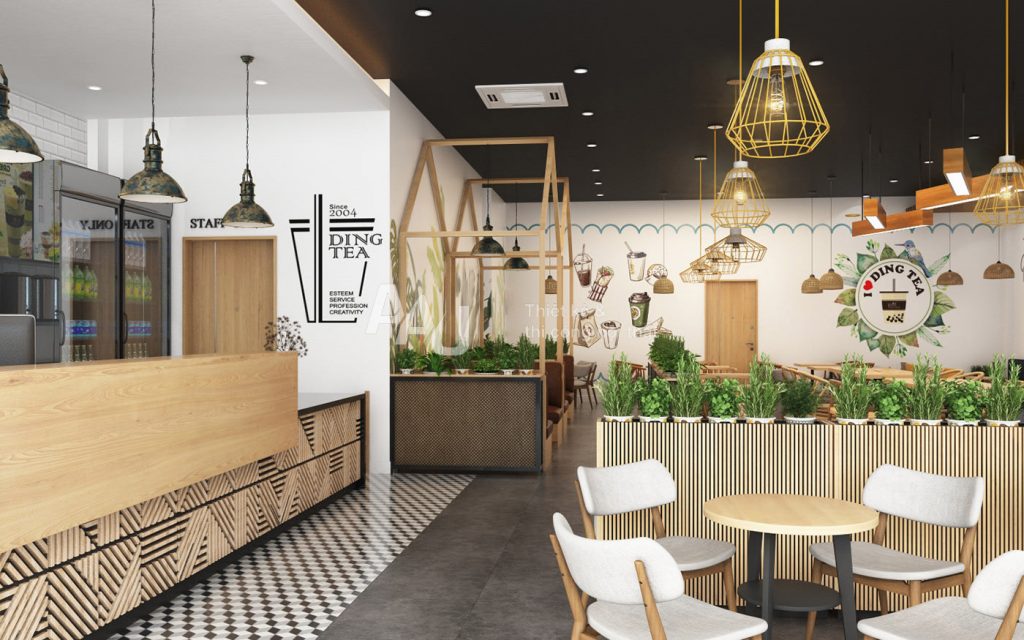 Thiết kế quán trà sữa hiện đại - Dingtea Bắc Giang