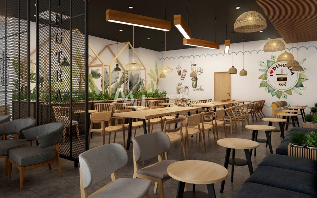 Thiết kế quán trà sữa hiện đại - Dingtea Bắc Giang