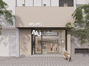 Thiết kế shop thời trang nam với mặt tiền đơn giản, sang trọng