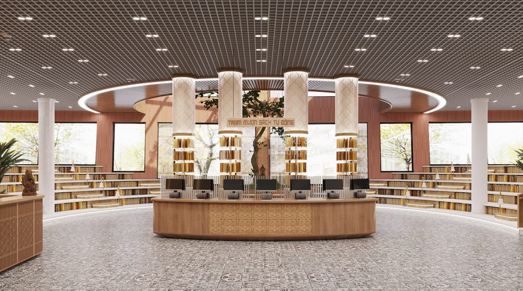 Thiết kế nhà sách hiện đại Champa Library