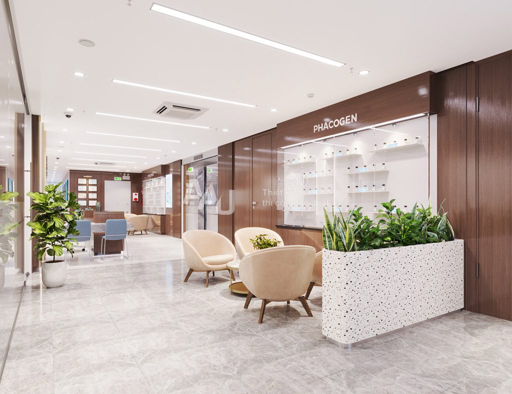 Thiết kế quầy lễ tân văn phòng hiện đại Phacogen