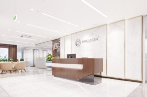 Thiết kế quầy lễ tân văn phòng hiện đại Phacogen