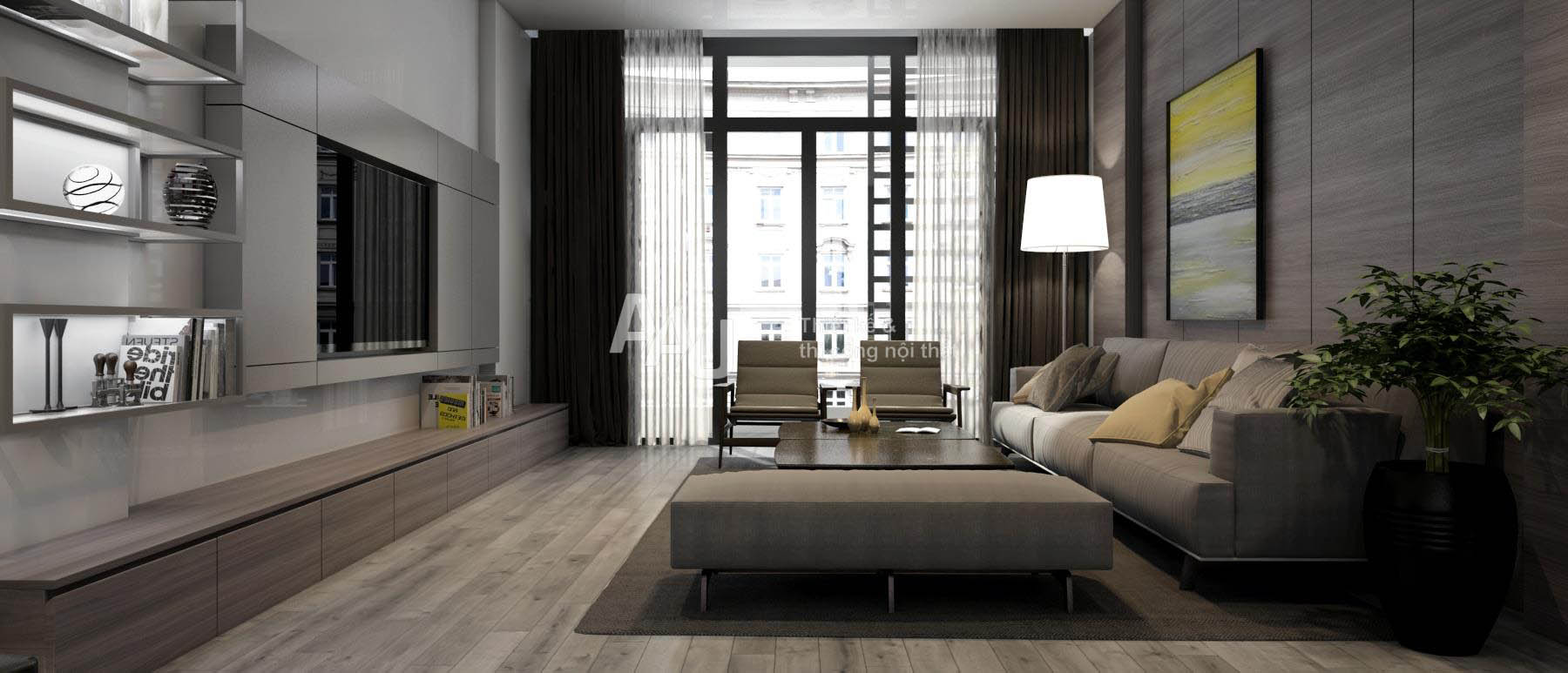 Thiết kế nội thất chung cư hiện đại với phòng khách sang trọng
