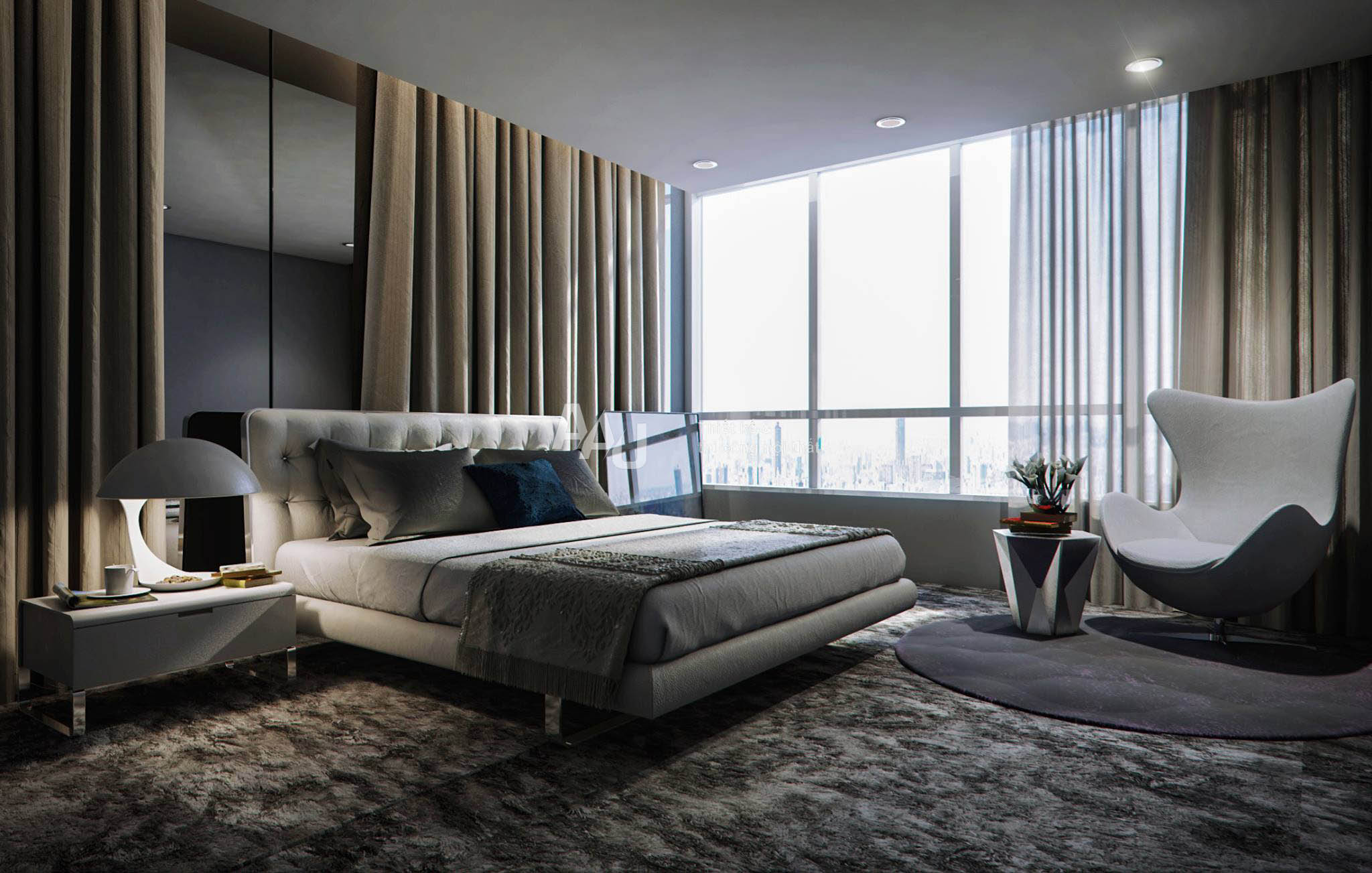 Thiết kế nội thất chung cư hiện đại với phòng ngủ cao cấp